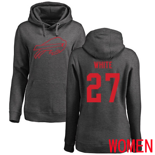 NFL Women Buffalo Bills #27 Tre Davious White Ash One Color Pullover Hoodie Sweatshirt->women nfl jersey->Women Jersey